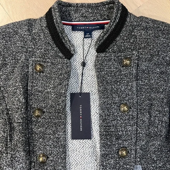 NWT Tommy Hilfiger Women's Marled Military Band Jacket Blazer Grey - Picture 6 of 8